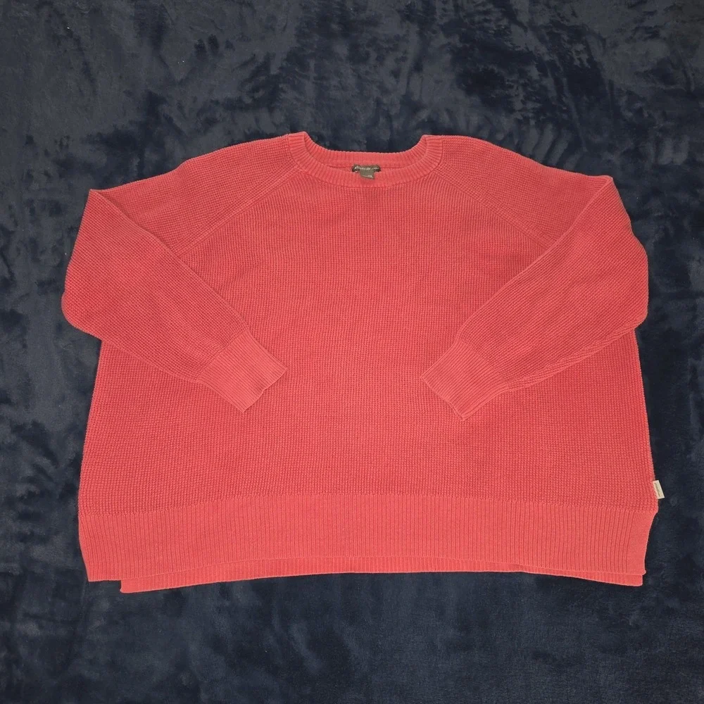 Eddie Bauer Waffle Knit Sweater 2XL XXL Orange & Pink 2 Pc Crewneck Shirt Lot - Picture 10 of 12